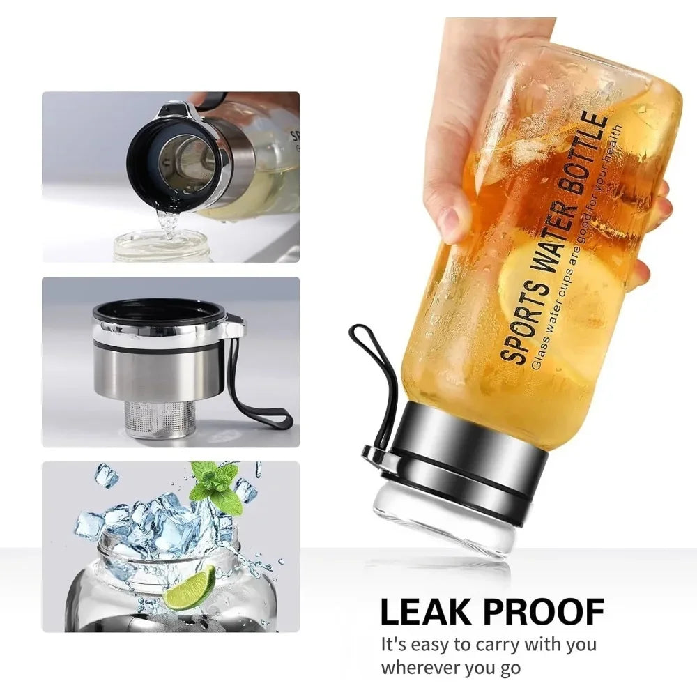 ClearBrew 32 – 32oz Glass Water Bottle with Tea Infuser for Gym Hydration