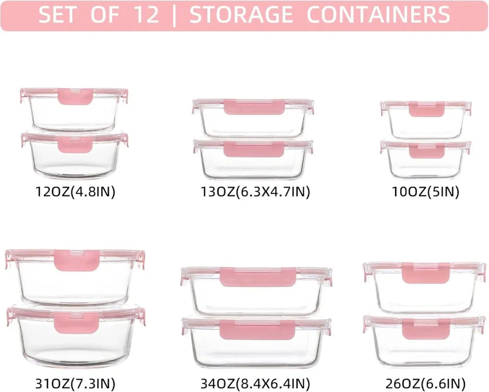 CoreGlass 12 – Premium Leakproof Glass Meal Prep Container Set (12-Pack)