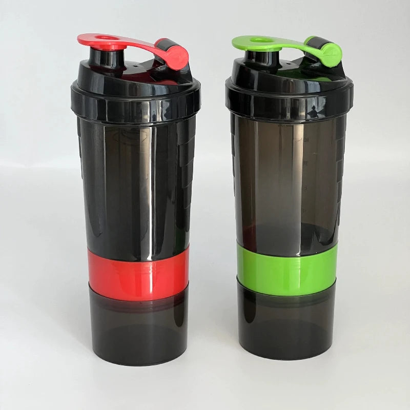 3-Layer 600ml Shaker Bottle – Mix, Store, & Sip with Zero Clumps
