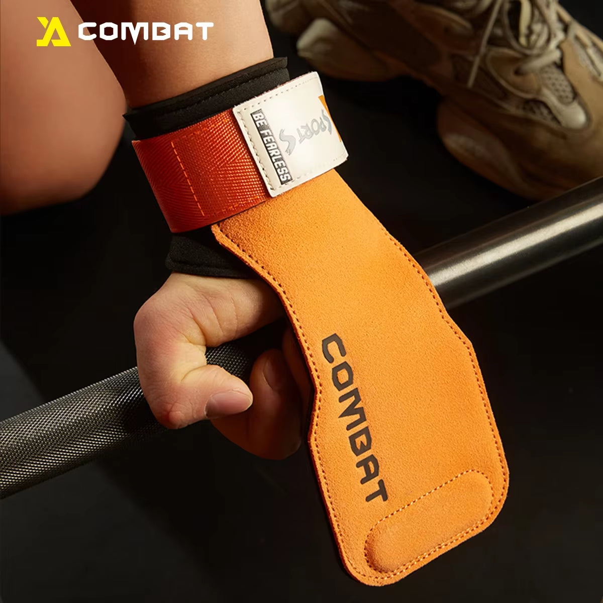 3-Layer Leather Lifting Grips with Wrist Support – Durable Hand Protection for Push & Pull Training