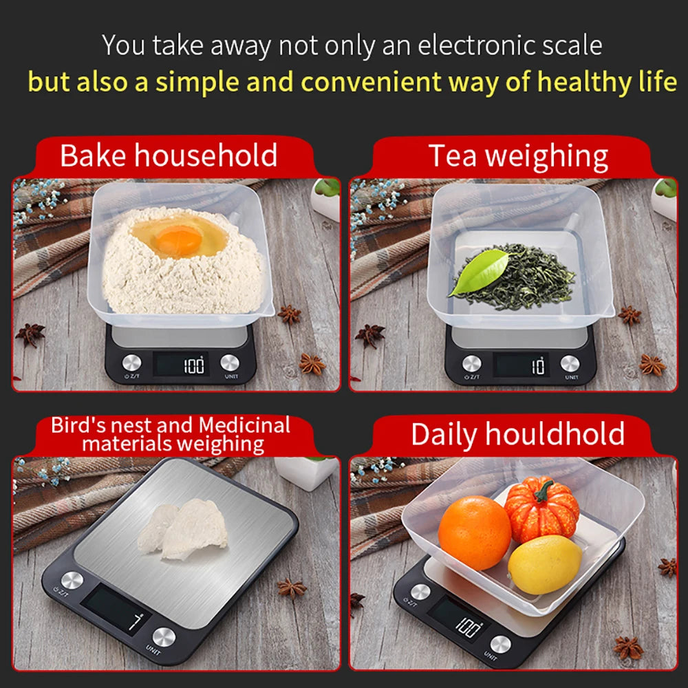 PrecisionPro 15kg Digital Kitchen Scale – Ultra-Accurate Food & Supplement Weighing