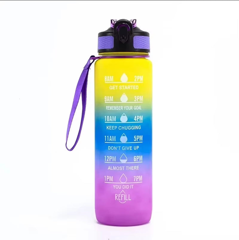 HydroTrack 32 – Leakproof 32oz Motivational Sports Water Bottle with Straw