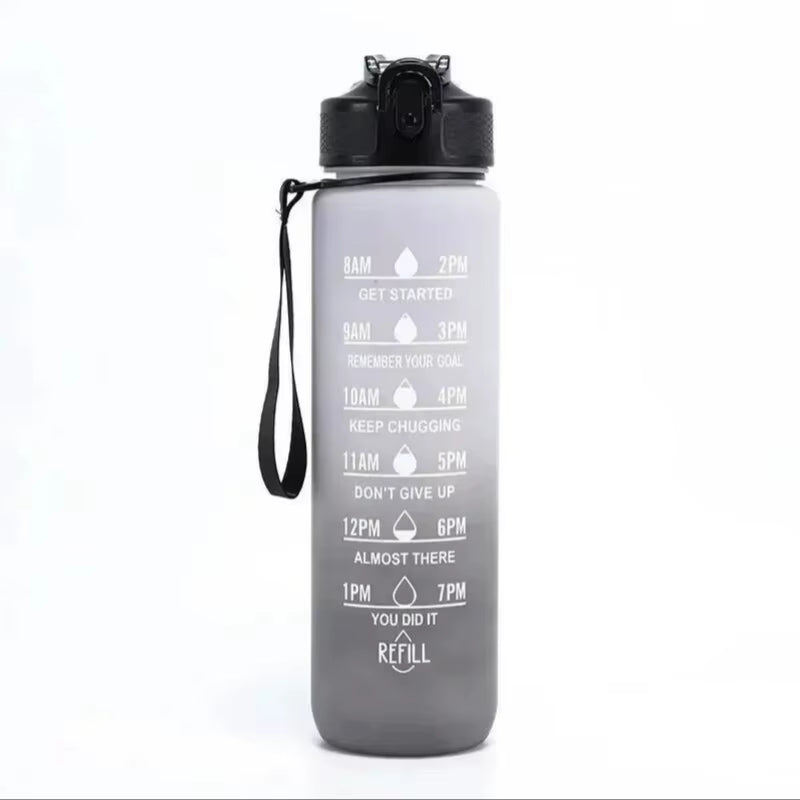 HydroTrack 32 – Leakproof 32oz Motivational Sports Water Bottle with Straw