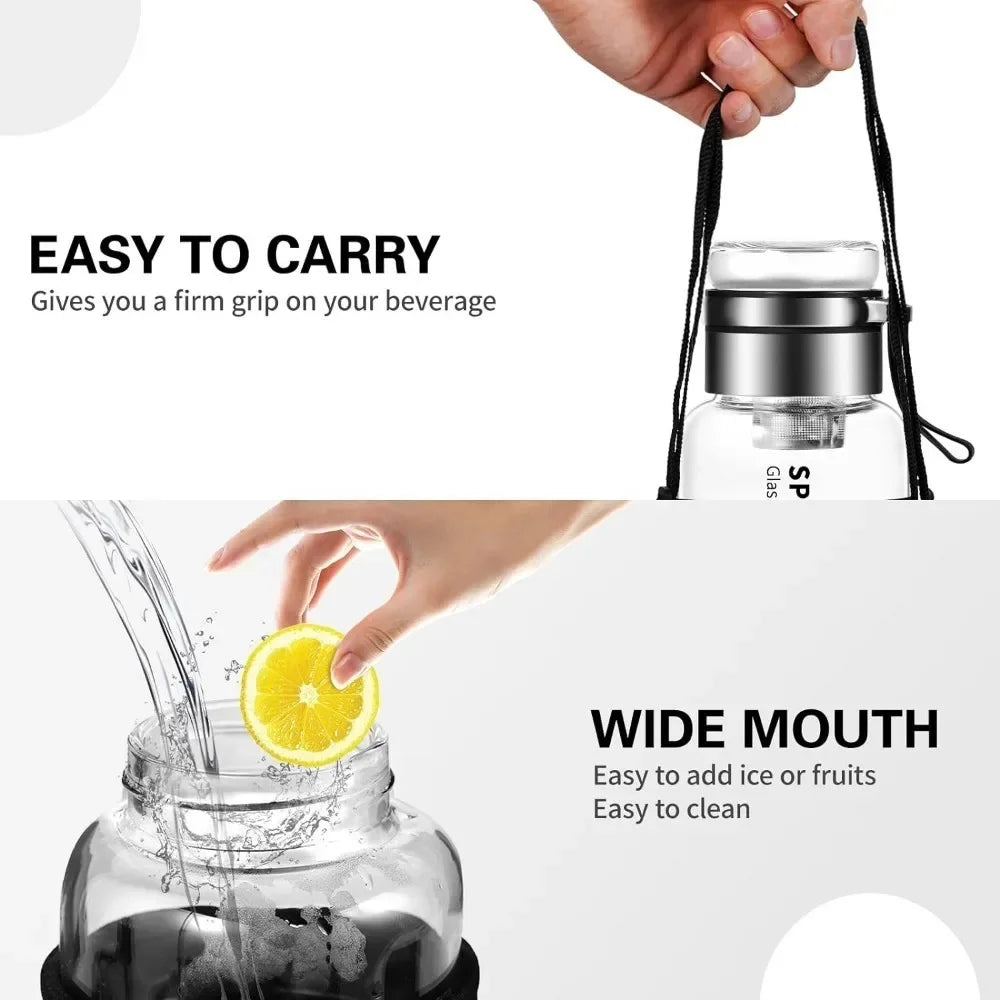 ClearBrew 32 – 32oz Glass Water Bottle with Tea Infuser for Gym Hydration
