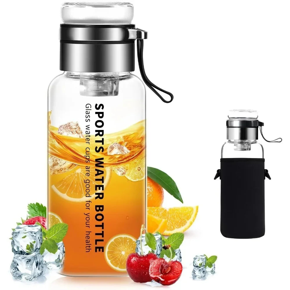 ClearBrew 32 – 32oz Glass Water Bottle with Tea Infuser for Gym Hydration