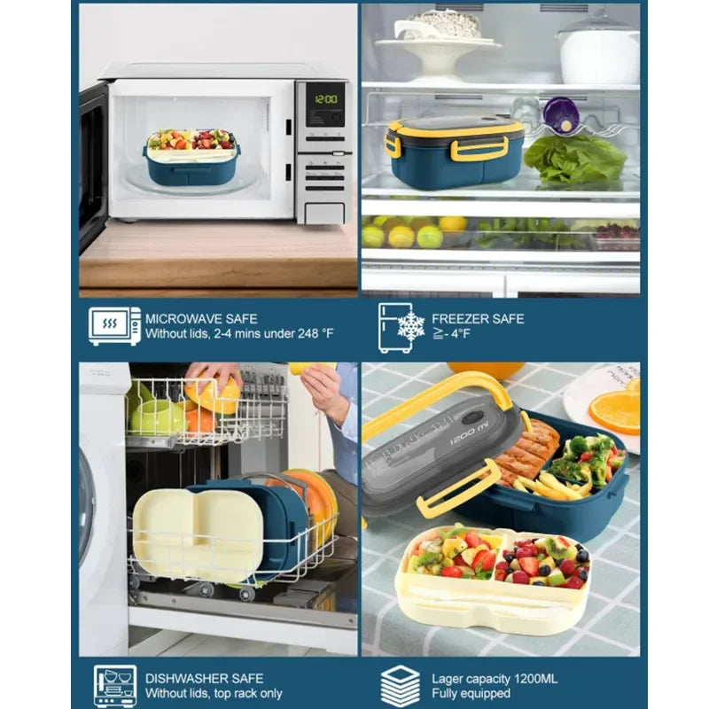 FuelPortion – 1000ml Leakproof Bento Box with Built-In Cutlery