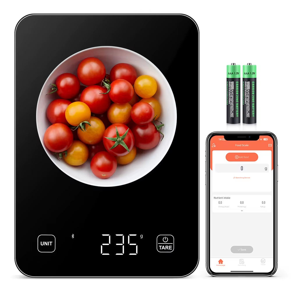 NutriTrack Smart Kitchen Scale – Bluetooth-Enabled Precision Weighing for Meal Prep & Macros