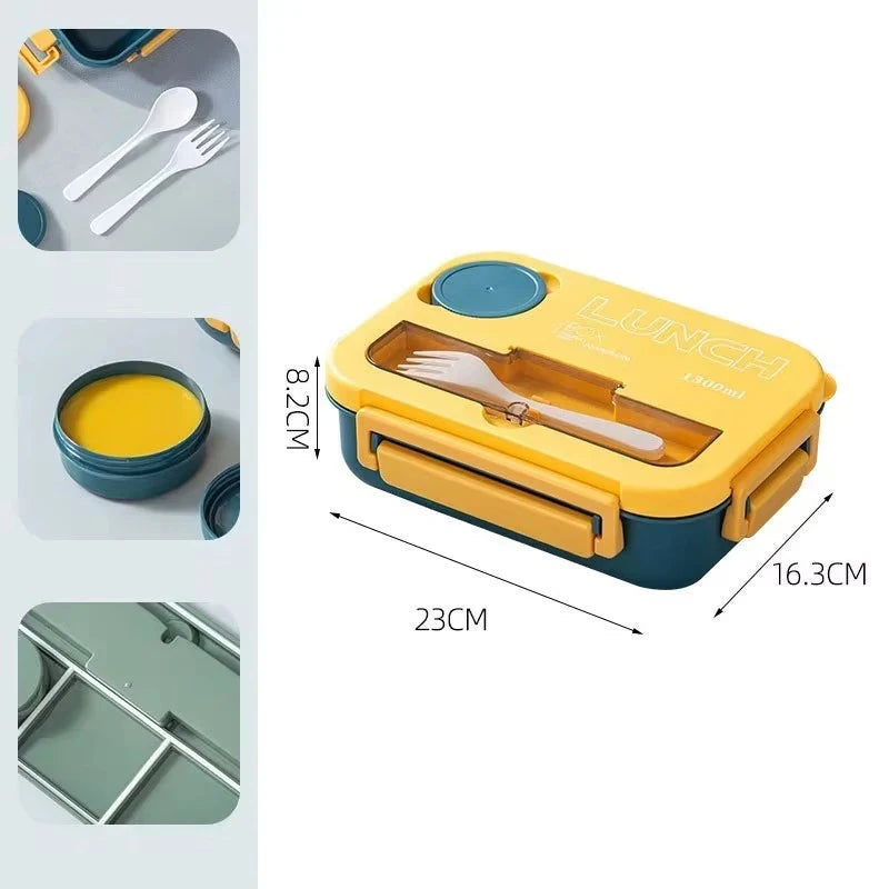 FuelPortion+ 1300ml Bento Lunch Box with Leakproof Lid & Built-in Cutlery