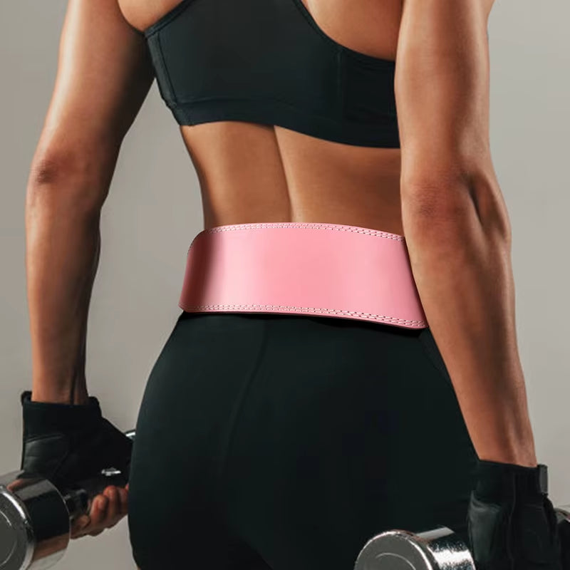 Pink Leather Weightlifting Belt – 10.5cm Wide Back Support for Power, Stability & Injury Prevention