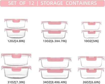 CoreGlass 12 – Premium Leakproof Glass Meal Prep Container Set (12-Pack)