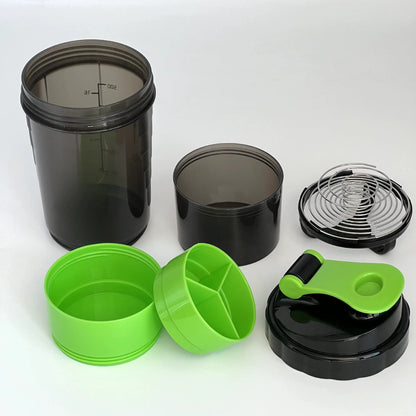 3-Layer 600ml Shaker Bottle – Mix, Store, & Sip with Zero Clumps