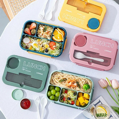 FuelPortion+ 1300ml Bento Lunch Box with Leakproof Lid & Built-in Cutlery