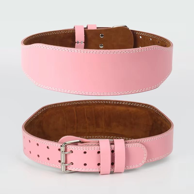 Pink Leather Weightlifting Belt – 10.5cm Wide Back Support for Power, Stability & Injury Prevention