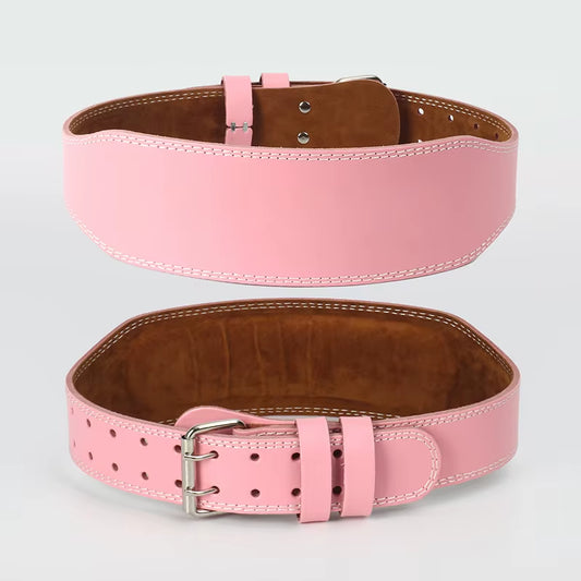 Pink Leather Weightlifting Belt – 10.5cm Wide Back Support for Power, Stability & Injury Prevention