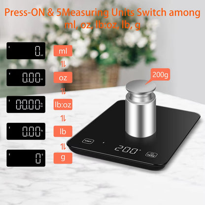 NutriTrack Smart Kitchen Scale – Bluetooth-Enabled Precision Weighing for Meal Prep & Macros
