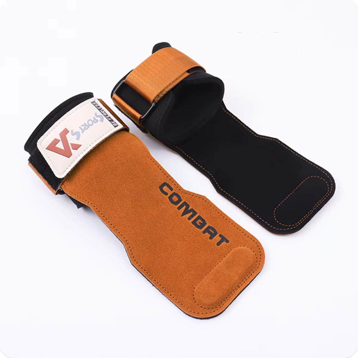 3-Layer Leather Lifting Grips with Wrist Support – Durable Hand Protection for Push & Pull Training