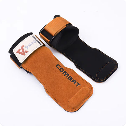 3-Layer Leather Lifting Grips with Wrist Support – Durable Hand Protection for Push & Pull Training