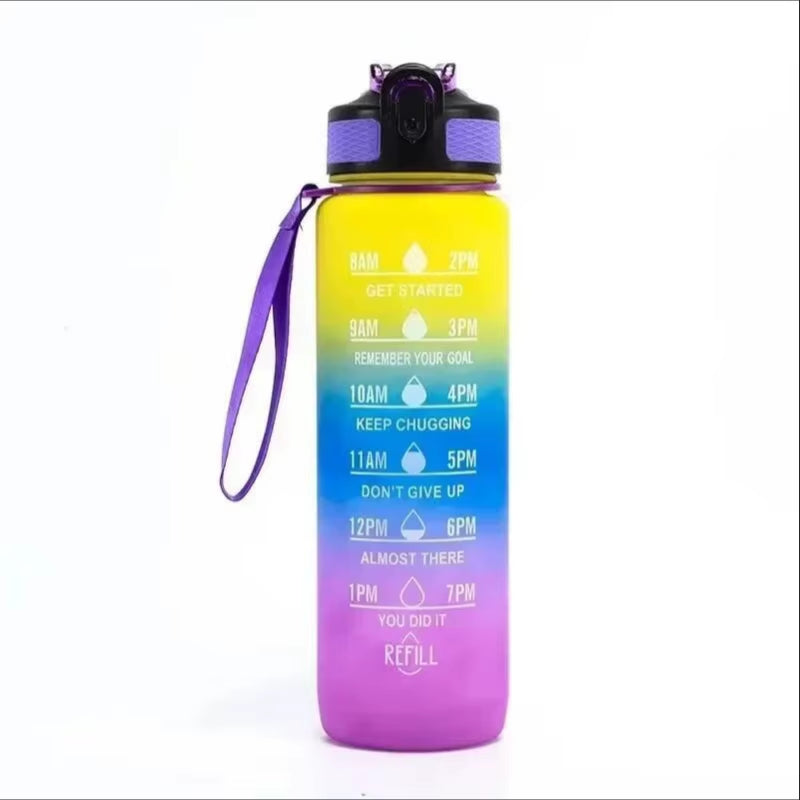 HydroTrack 32 – Leakproof 32oz Motivational Sports Water Bottle with Straw