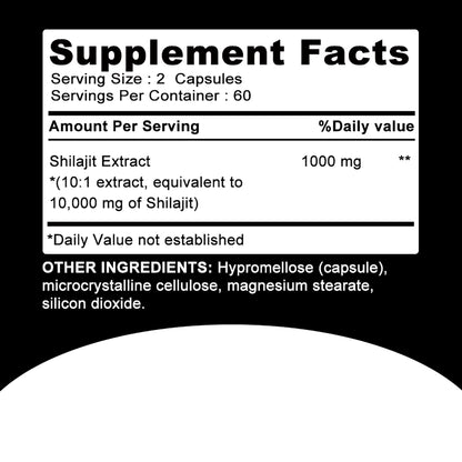 Shilajit Extract Capsules – 10:1 Concentrate for Energy, Focus, Immunity & Detox (120 Count)