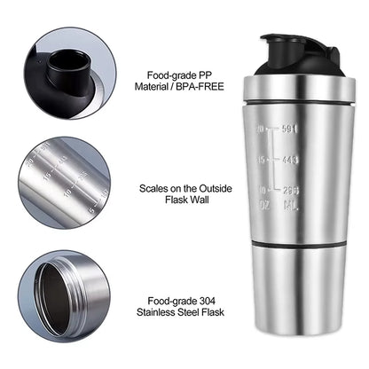 SteelCore™ 20oz Stainless Steel Protein Shaker – Leakproof, Durable, and Odor-Free