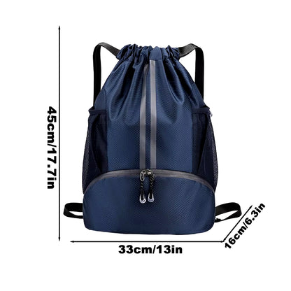 25L Waterproof Drawstring Gym Bag – Ergonomic Sport Backpack with Shoe Pocket & Wet/Dry Storage