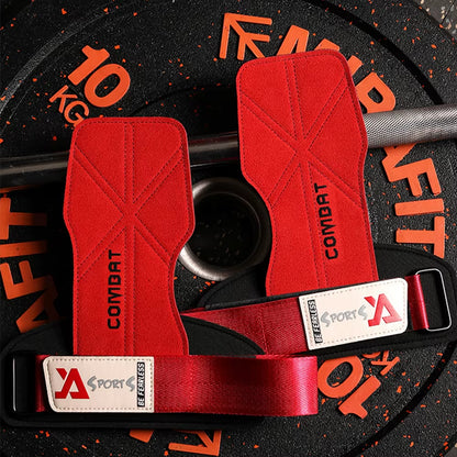 3-Layer Leather Lifting Grips with Wrist Support – Durable Hand Protection for Push & Pull Training