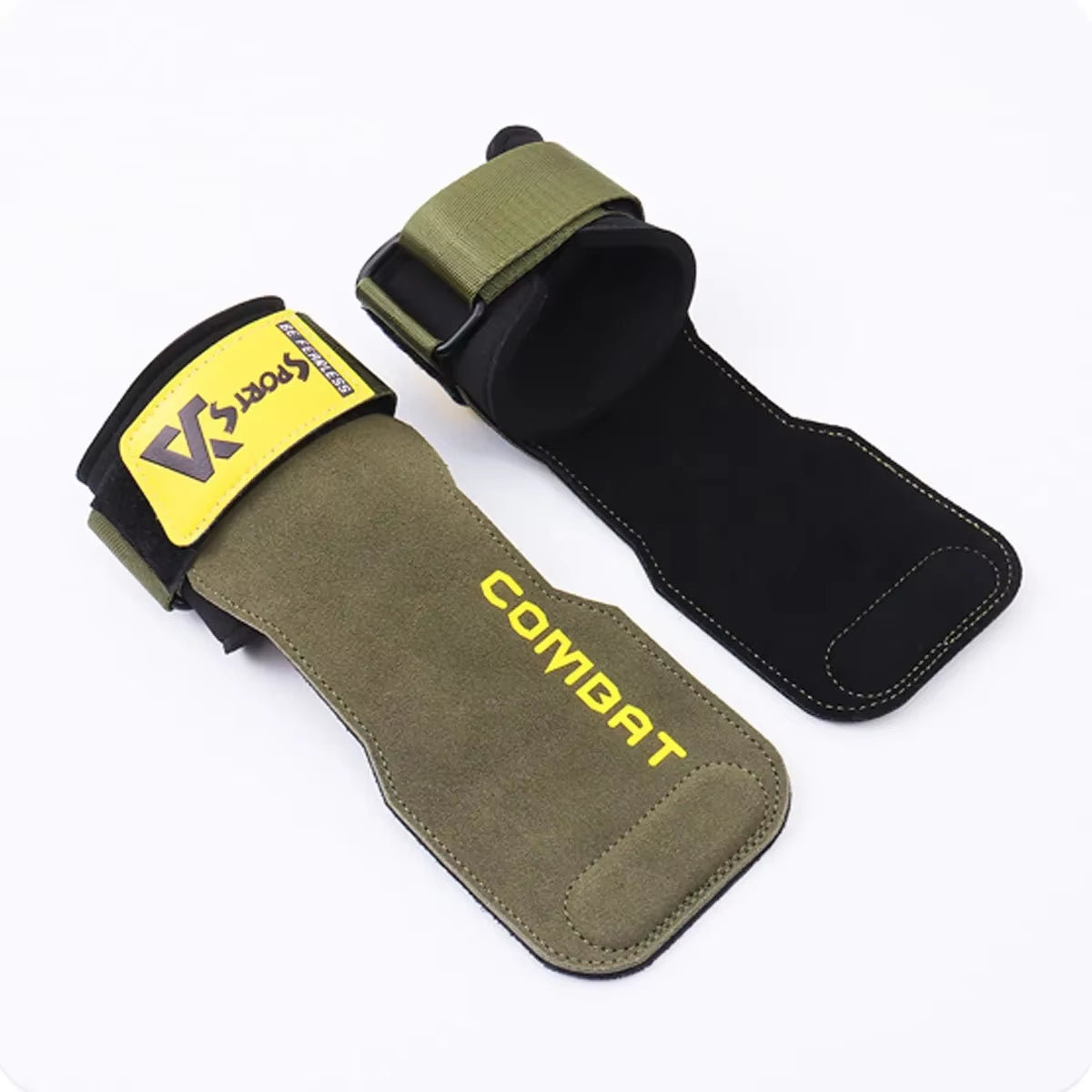 3-Layer Leather Lifting Grips with Wrist Support – Durable Hand Protection for Push & Pull Training
