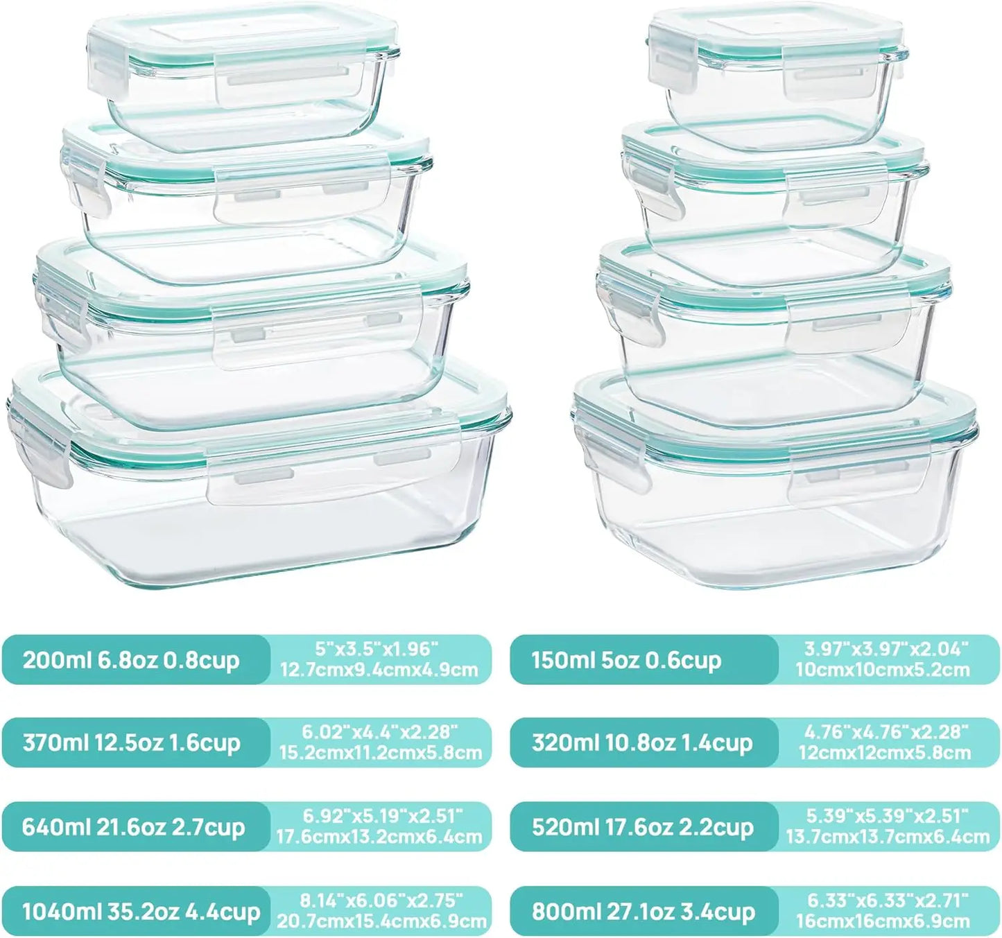 CoreGlass 8-Pack – Premium Glass Meal Prep Container Set