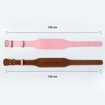 Pink Leather Weightlifting Belt – 10.5cm Wide Back Support for Power, Stability & Injury Prevention