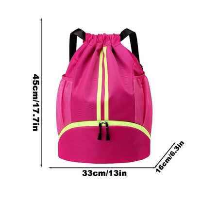 25L Waterproof Drawstring Gym Bag – Ergonomic Sport Backpack with Shoe Pocket & Wet/Dry Storage