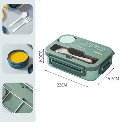 FuelPortion+ 1300ml Bento Lunch Box with Leakproof Lid & Built-in Cutlery